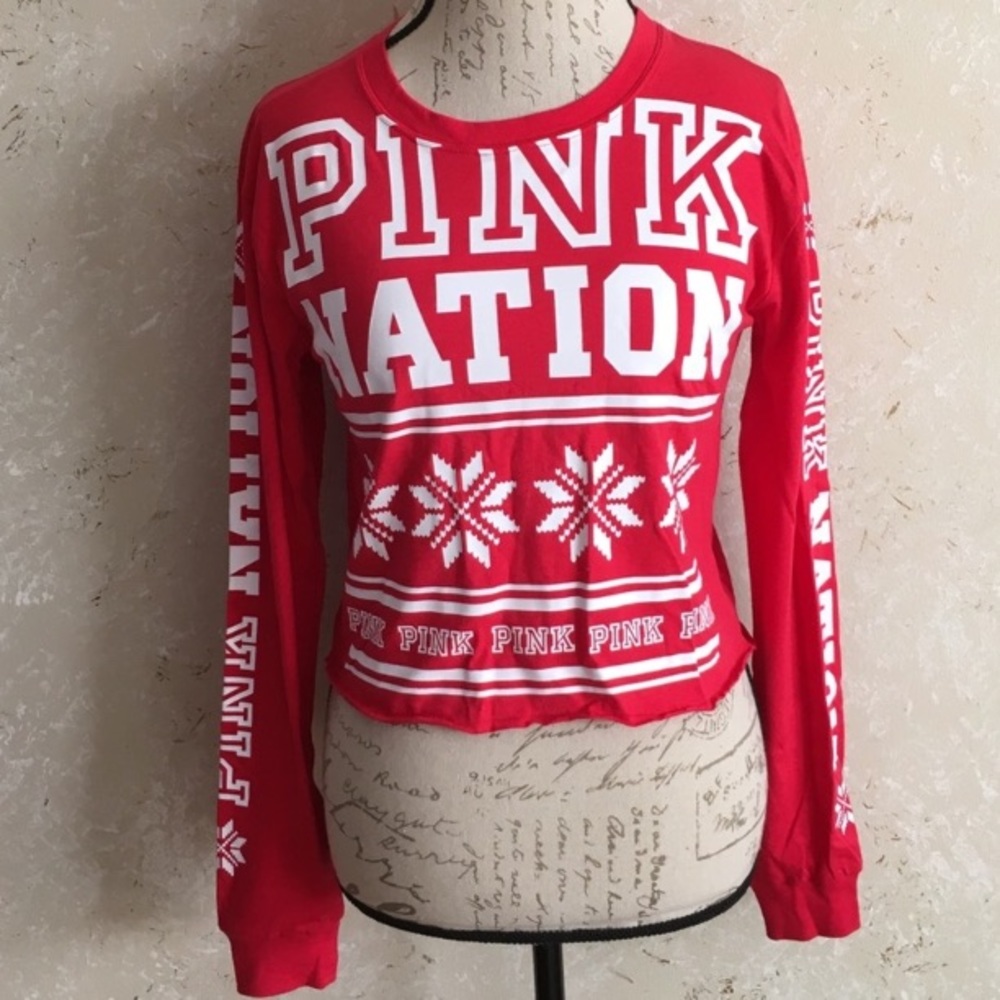 NWT PINK VS Campus Crop Tee - Picture 2 of 8